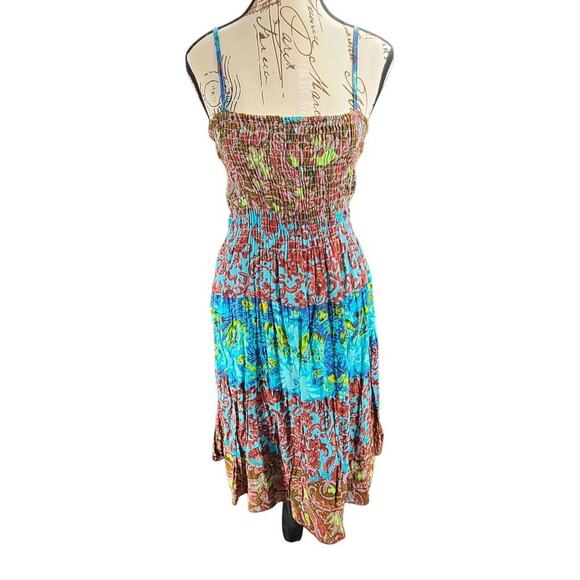 Pink apple Y2K women's sundress Smocked top Funky Boho quirky Size 1X Dopamine - Picture 1 of 7